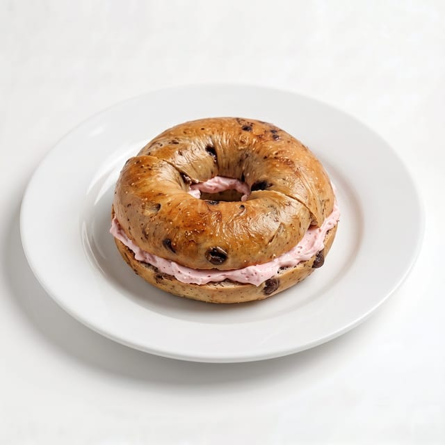 Bagel with Strawberry Cream Cheese.