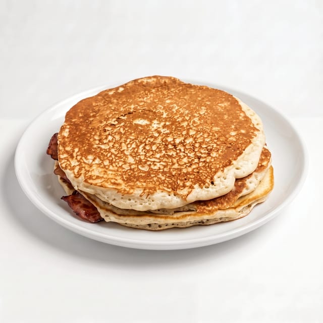 Buttermilk Pancakes Served with Eggs and Meat.